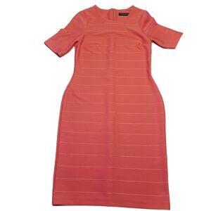 Dorothy Perkins Coral Bodycon Pencil Dress Textured Office US 6
